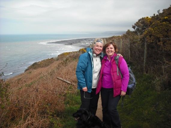 Two ladies walkig on the coastal path