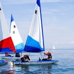 A group of topper boats in Cardigan bay